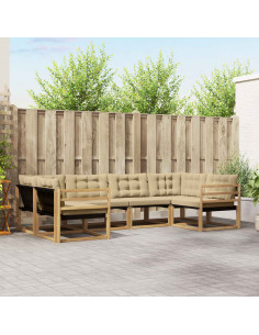 Set di divani da esterno con cuscino 6 pcs Bianco e Beige