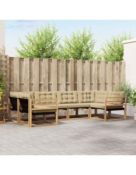 Set di divani da esterno con cuscino 6 pcs Bianco e Beige