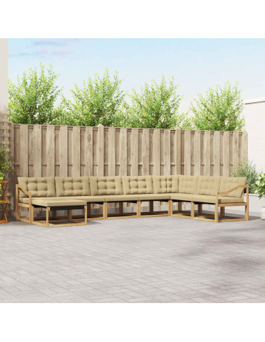 Set di divani da esterno con cuscino 8 pcs Bianco e Beige