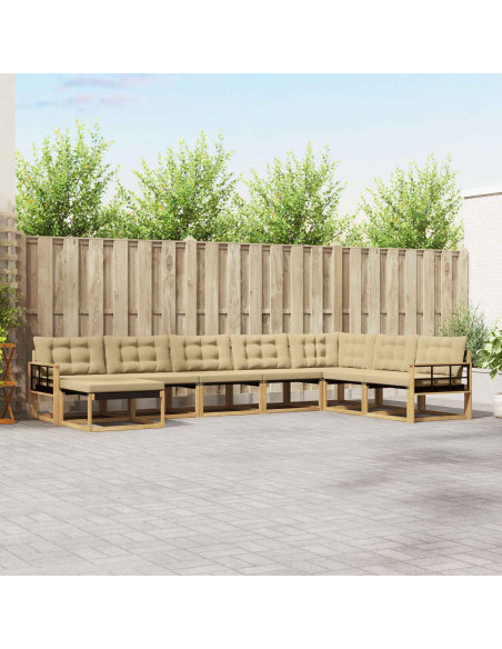 Set di divani da esterno con cuscino 8 pcs Bianco e Beige