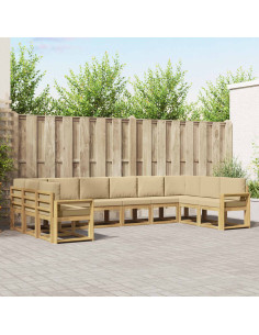 Set di divani da esterno con cuscino 10 pcs Bianco e Beige