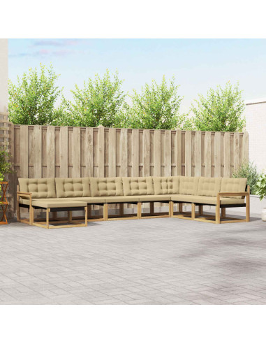 Set di divani da esterno con cuscino 8 pcs Bianco e Beige