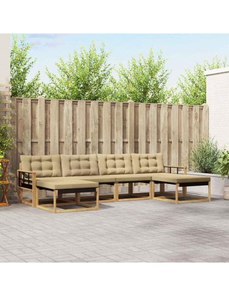 Set di divani da esterno con cuscino 6 pcs Bianco e Beige