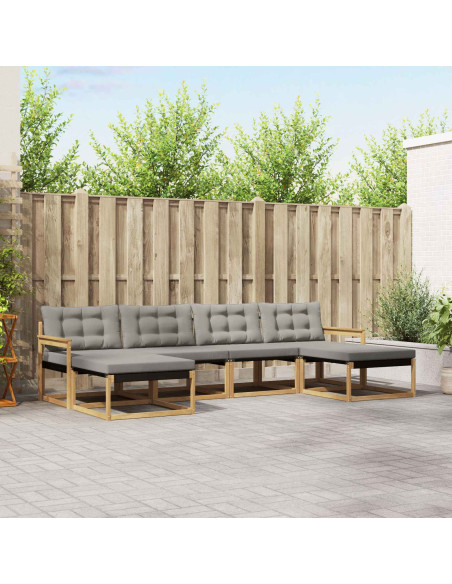 Set di divani da esterno 6 pcs Bianco e Grigio Chiaro