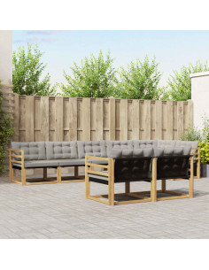 Set di divani da esterno 8 pcs Bianco e Grigio Chiaro