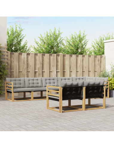 Set di divani da esterno 8 pcs Bianco e Grigio Chiaro