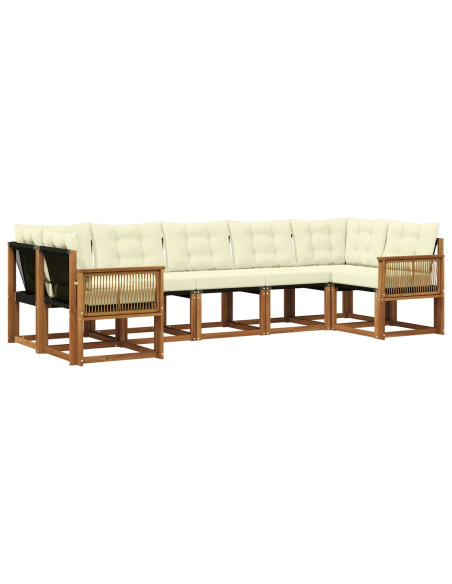 Set di divani da esterno con cuscino 7 pcs Naturale e Crema