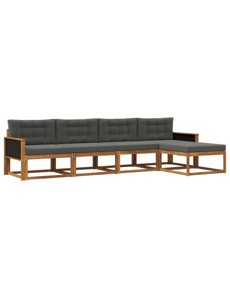 Set di divani da esterno con cuscino 5 pcs Naturale e Antracite