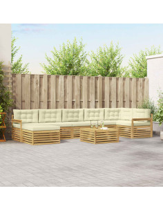 Set di divani da esterno con cuscino 8 pcs Bianco e Crema