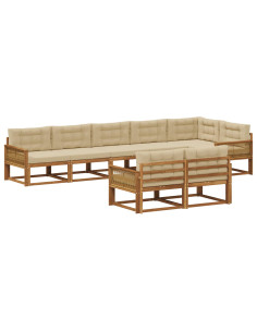 Set di divani da esterno con cuscino 8 pcs Naturale e Beige