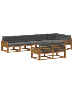 Set di divani da esterno con cuscino 8 pcs Naturale e Antracite