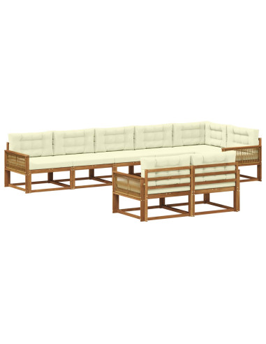 Set di divani da esterno con cuscino 8 pcs Naturale e Crema
