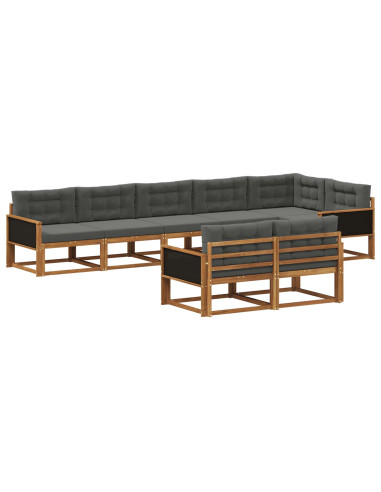 Set di divani da esterno con cuscino 8 pcs Naturale e Antracite