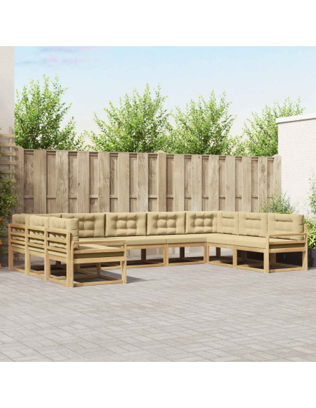Set di divani da esterno con cuscino 9 pcs Bianco e Beige
