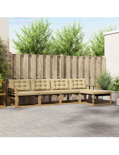 Set di divani da esterno con cuscino 5 pcs Bianco e Beige