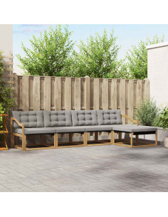 Set di divani da esterno 5 pcs Bianco e Grigio Chiaro
