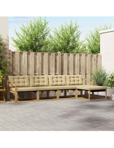 Set di divani da esterno con cuscino 5 pcs Bianco e Beige
