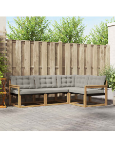Set di divani da esterno 4 pcs Bianco e Grigio Chiaro