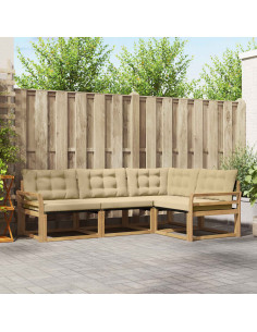 Set di divani da esterno con cuscino 4 pcs Bianco e Beige