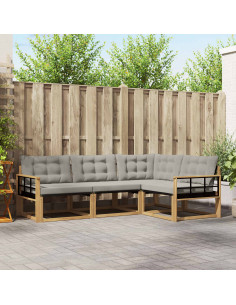Set di divani da esterno 4 pcs Bianco e Grigio Chiaro