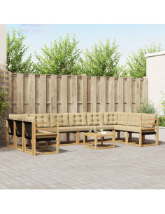 Set di divani da esterno con cuscino 11 pcs Bianco e Beige