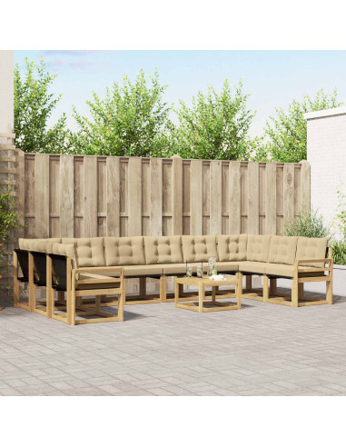 Set di divani da esterno con cuscino 11 pcs Bianco e Beige