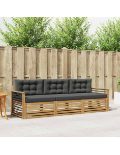 Set di divani da esterno 3 pcs Bianco e Antracite Poliestere