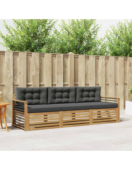 Set di divani da esterno 3 pcs Bianco e Antracite Poliestere