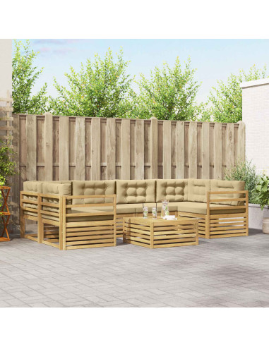 Set di divani da esterno 7 pcs Bianco e Beige Poliestere