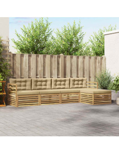 Set di divani da esterno 5 pcs Bianco e Beige Poliestere