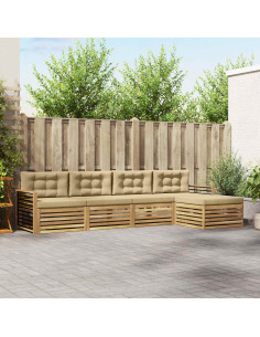 Set di divani da esterno 5 pcs Bianco e Beige Poliestere