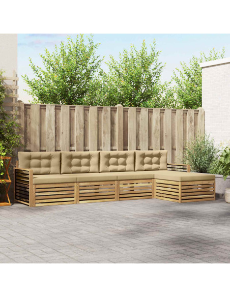 Set di divani da esterno 5 pcs Bianco e Beige Poliestere
