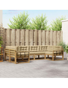 Set di divani da esterno con cuscino 6 pcs Bianco e Beige