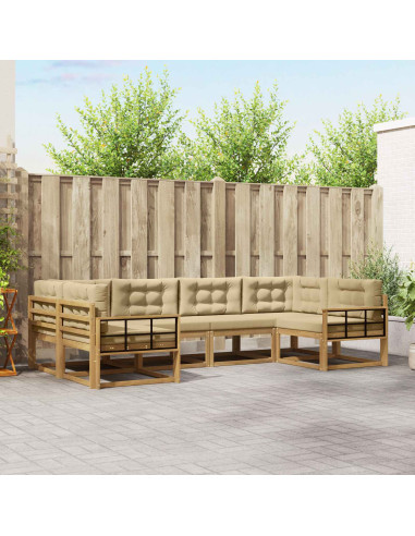 Set di divani da esterno con cuscino 6 pcs Bianco e Beige