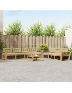Set di divani da esterno con cuscino 7 pcs Bianco e Beige