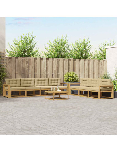 Set di divani da esterno con cuscino 7 pcs Bianco e Beige