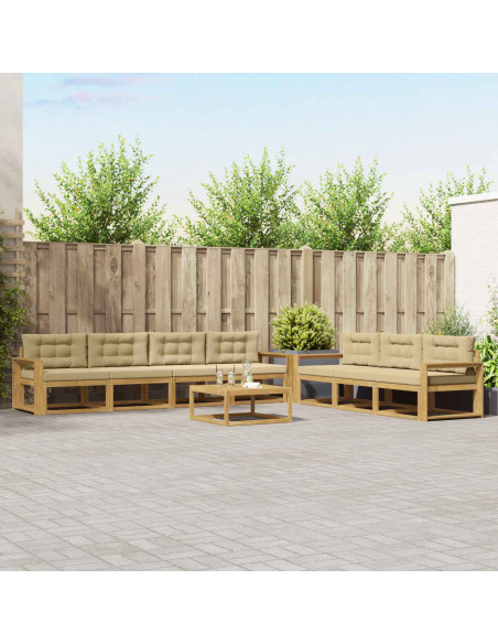 Set di divani da esterno con cuscino 7 pcs Bianco e Beige