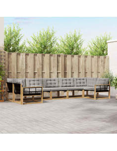 Set di divani da esterno 7 pcs Bianco e Grigio Chiaro