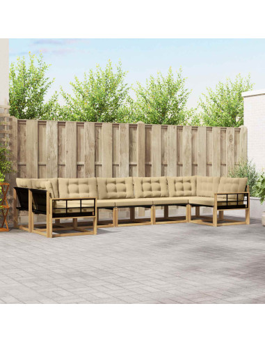Set di divani da esterno con cuscino 7 pcs Bianco e Beige