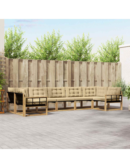 Set di divani da esterno con cuscino 7 pcs Bianco e Beige
