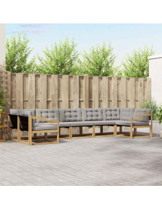 Set di divani da esterno 7 pcs Bianco e Grigio Chiaro