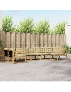 Set di divani da esterno con cuscino 7 pcs Bianco e Beige