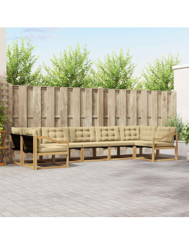 Set di divani da esterno con cuscino 7 pcs Bianco e Beige