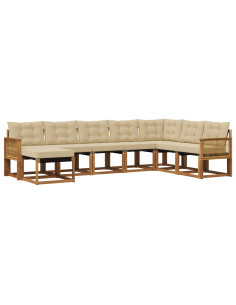 Set di divani da esterno con cuscino 8 pcs Naturale e Beige