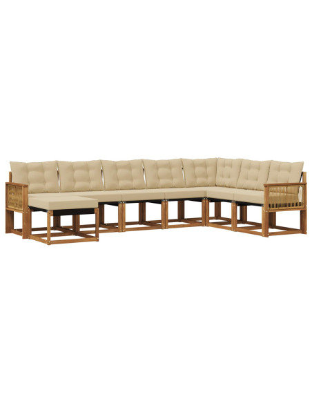 Set di divani da esterno con cuscino 8 pcs Naturale e Beige