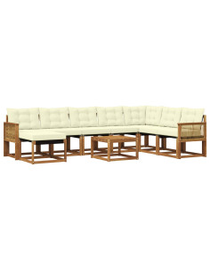 Set di divani da esterno con cuscino 9 pcs Naturale e Crema