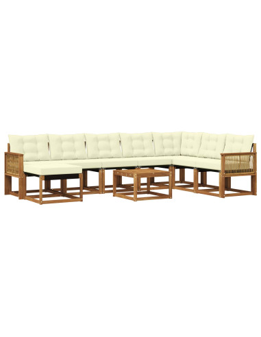 Set di divani da esterno con cuscino 9 pcs Naturale e Crema