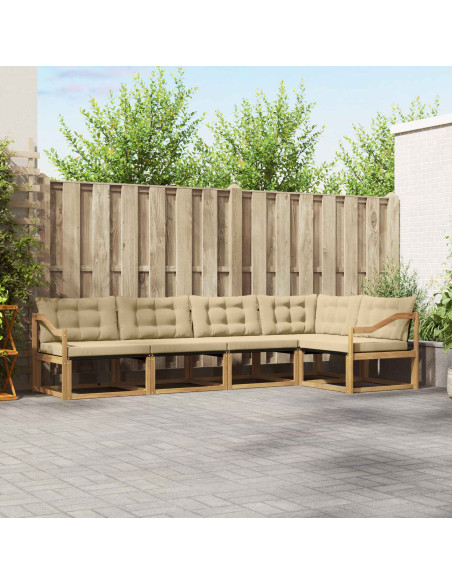 Set di divani da esterno con cuscino 5 pcs Bianco e Beige