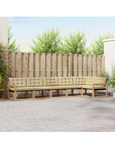 Set di divani da esterno con cuscino 6 pcs Bianco e Beige