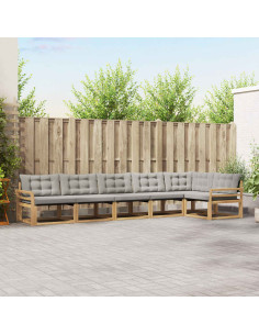 Set di divani da esterno 6 pcs Bianco e Grigio Chiaro